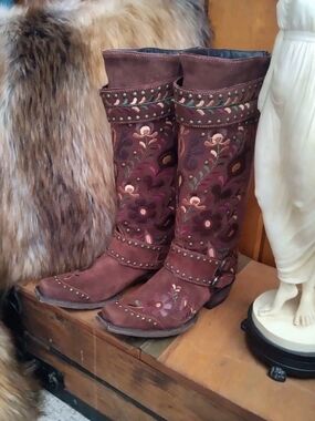 Double D Ranch  Old Gringo Embroidered Brown Lace-Up Western Boots Size 9 New